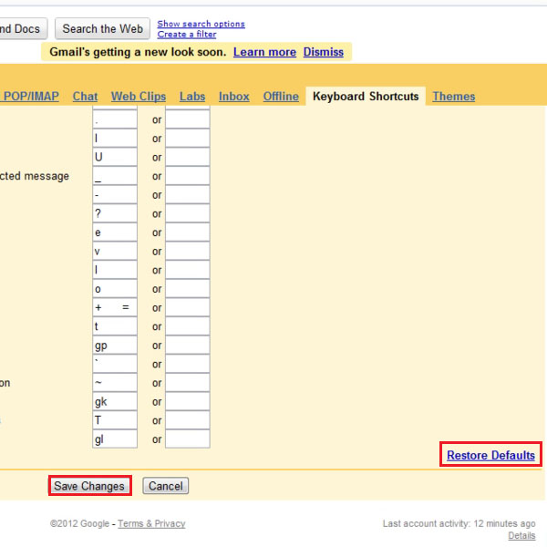 Revert back to previous settings