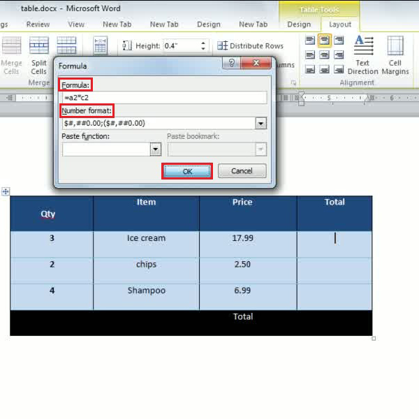 apply a formula for multiplication