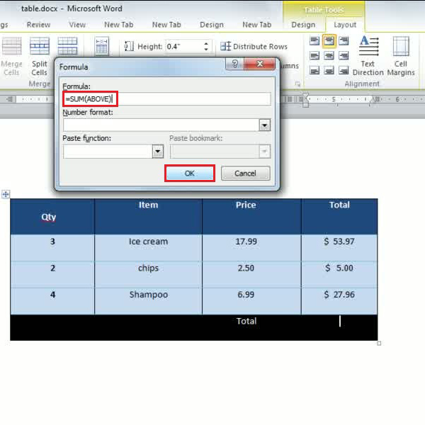 Sum up the total values