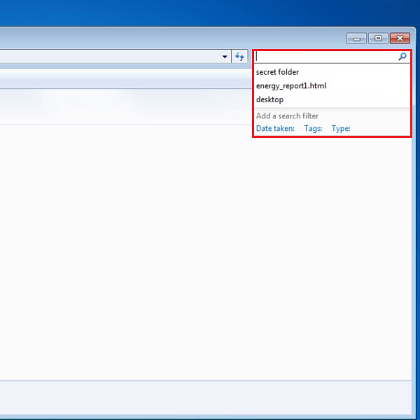 Select the search field of Windows Explorer