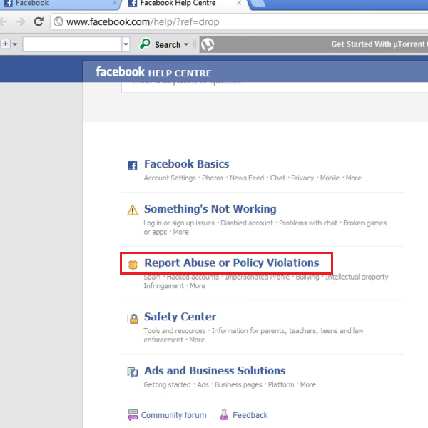 choose to report abuse or violation