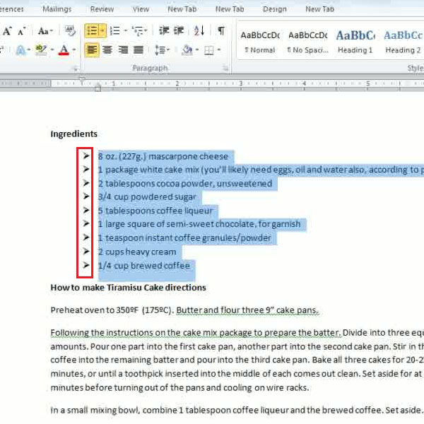 create bullet points in word 2010