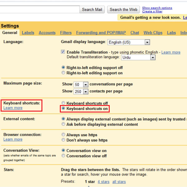 Select Keyboard Shortcuts on