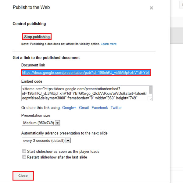 Look at the publishing settings