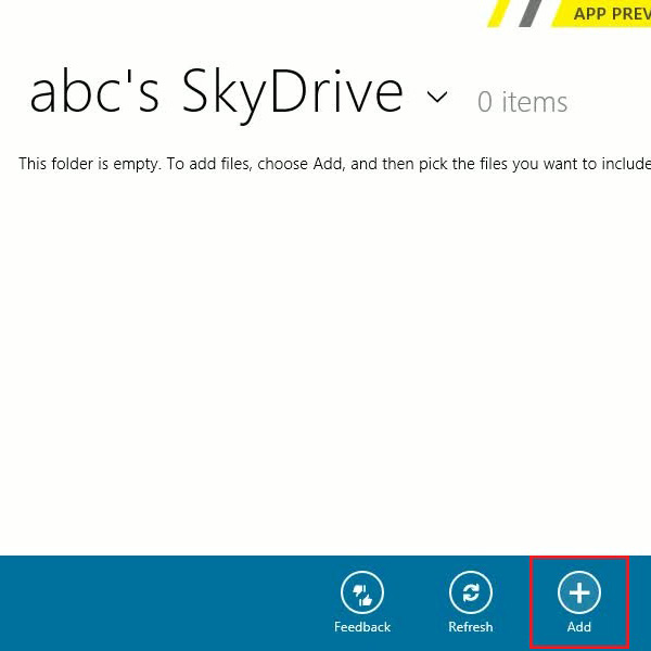 Add files to sky drive