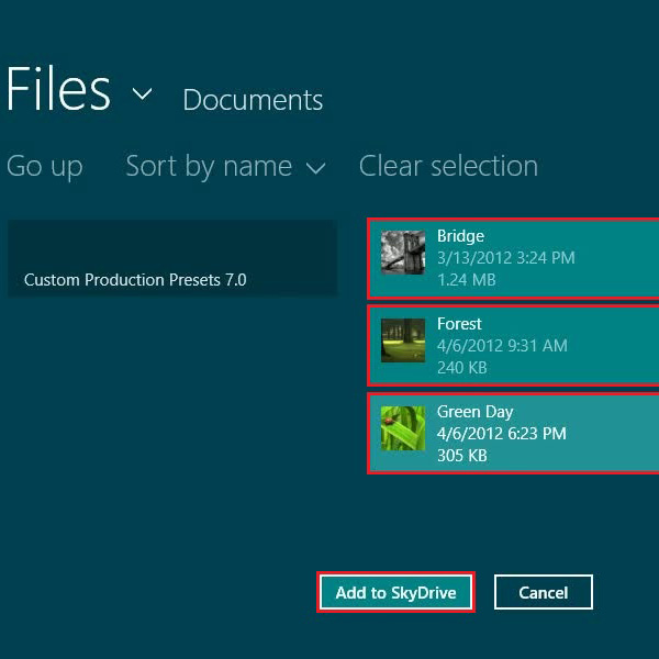 Select files to upload