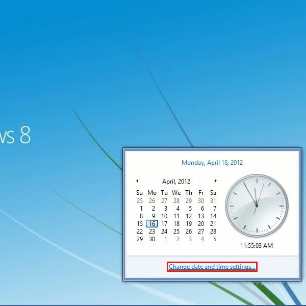 Open the time and date settings panel