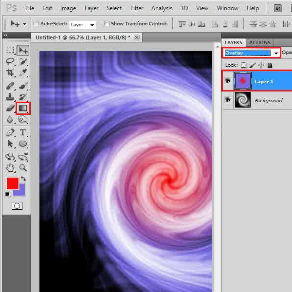 Apply a colorful radial gradient