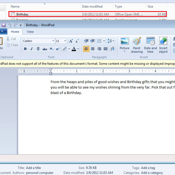 word documents open as wordpad