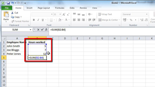 Selecting data for the formula